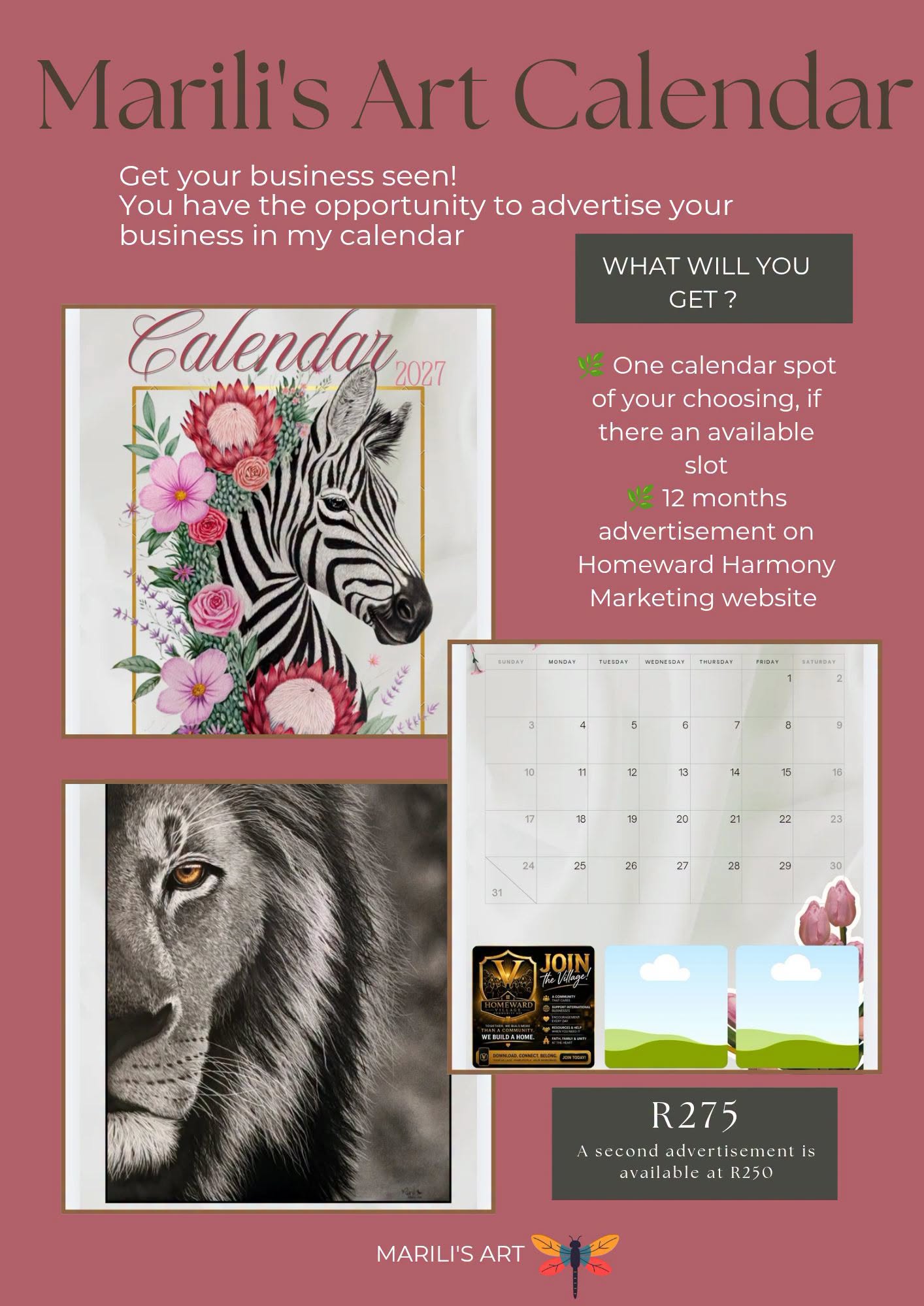 Advertise in my art calendar!