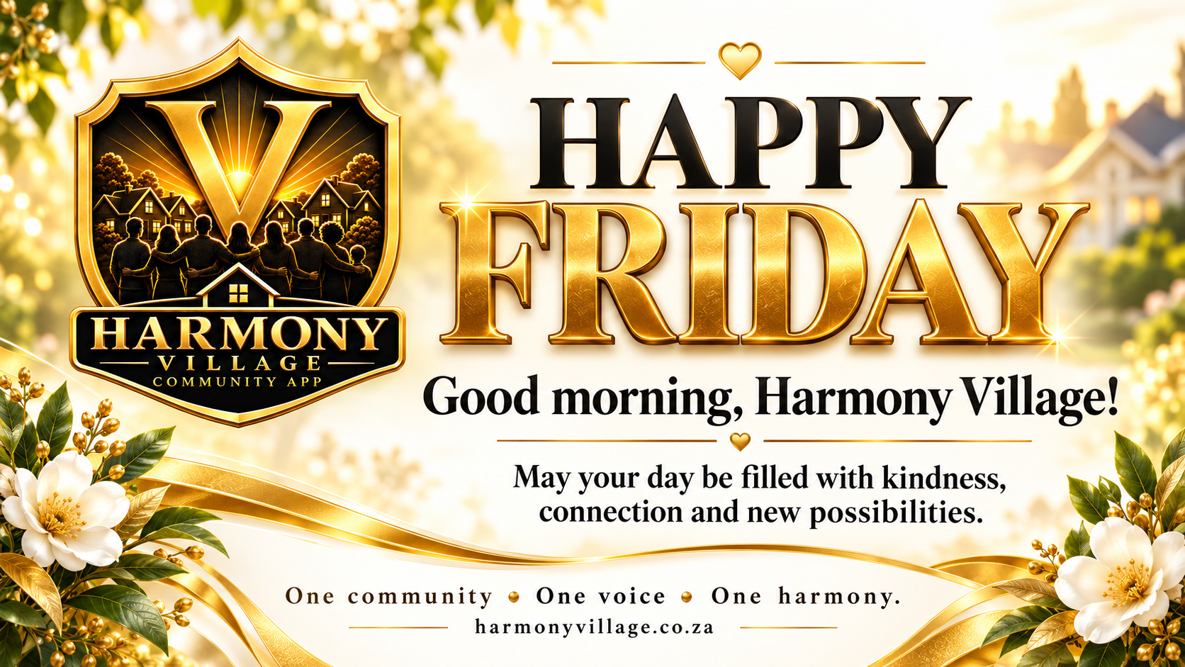 Good morning and Happy Friday, Harmony Village!
